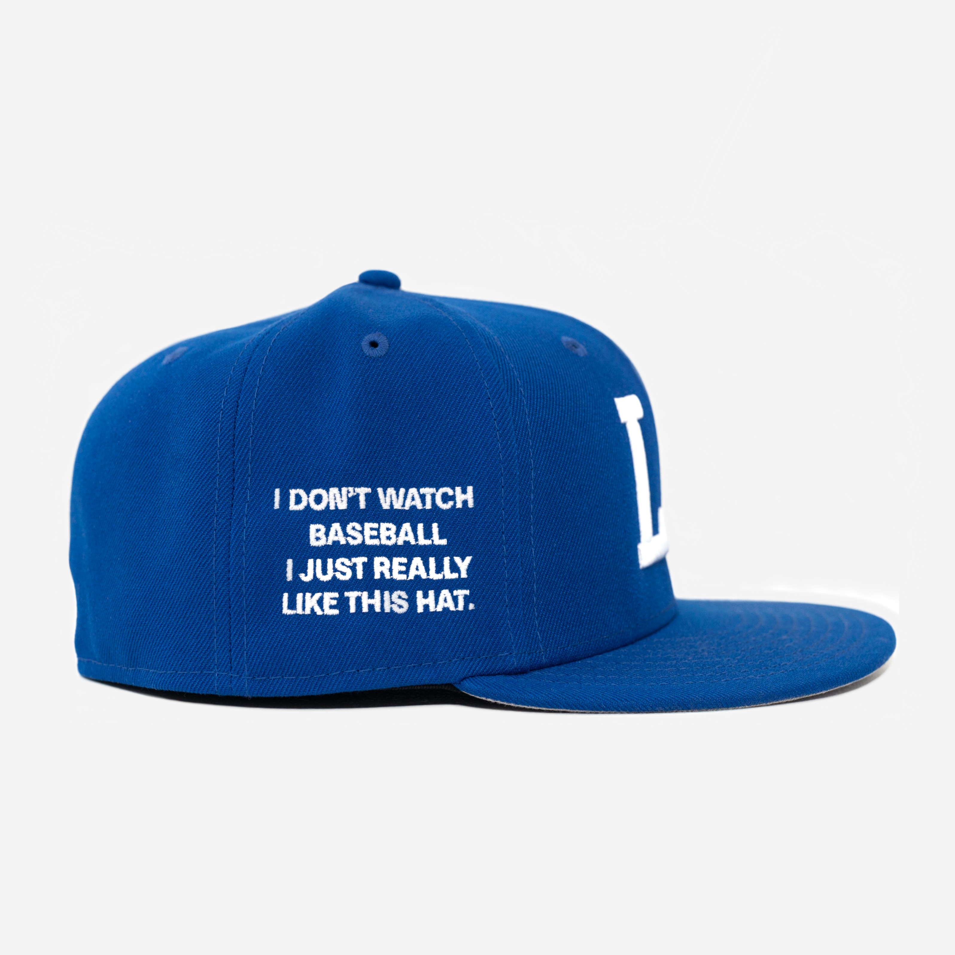 LA "I DON'T WATCH BASEBALL" FITTED HAT (BLUE)