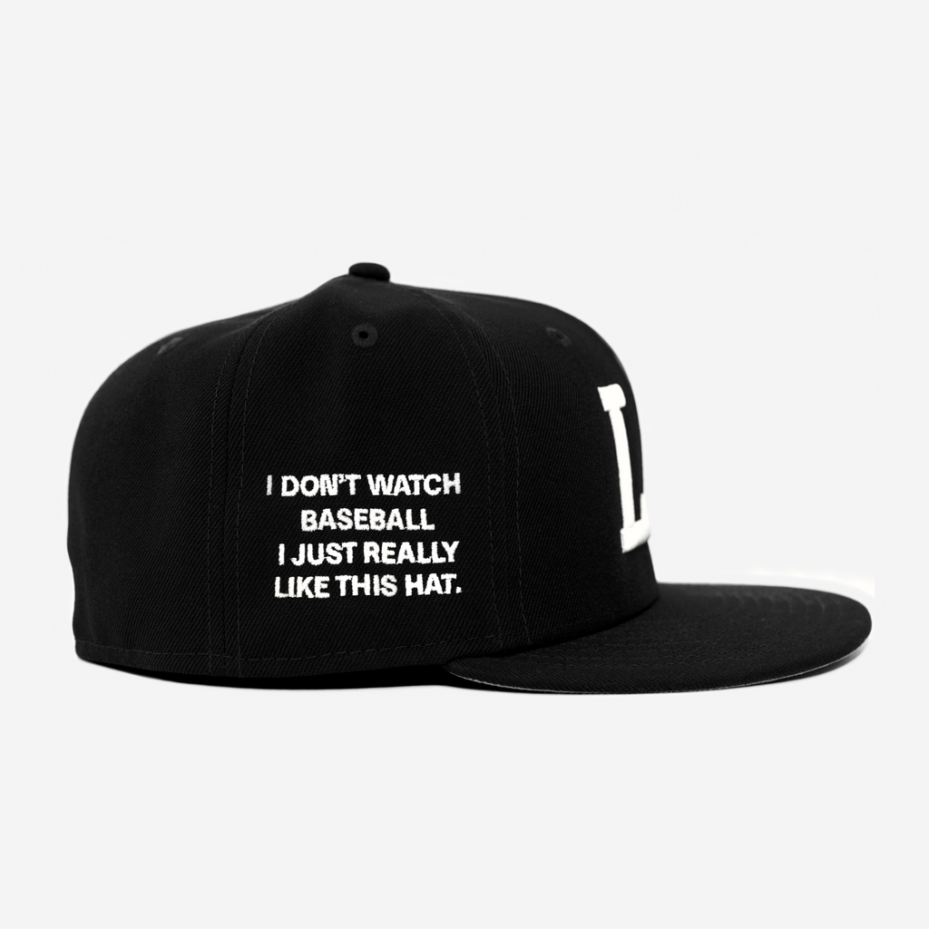 LA "I DON'T WATCH BASEBALL" FITTED HAT (BLK/WHT)