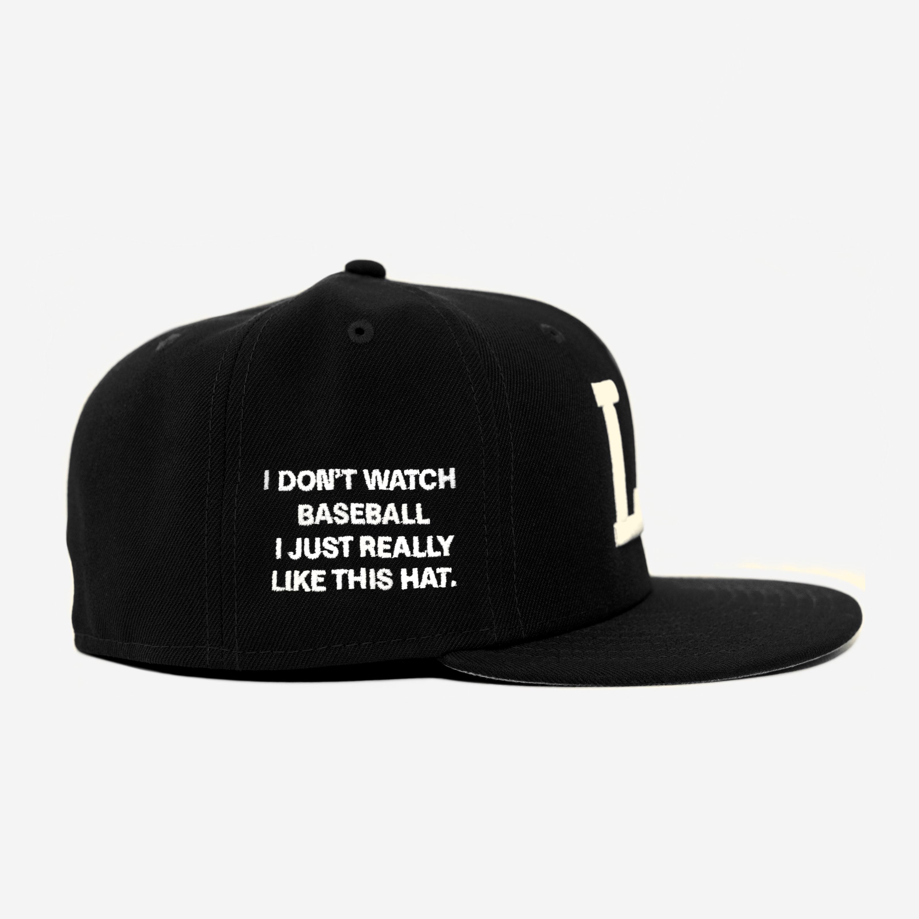 LA "I DON'T WATCH BASEBALL" FITTED HAT (BLK/CRM)