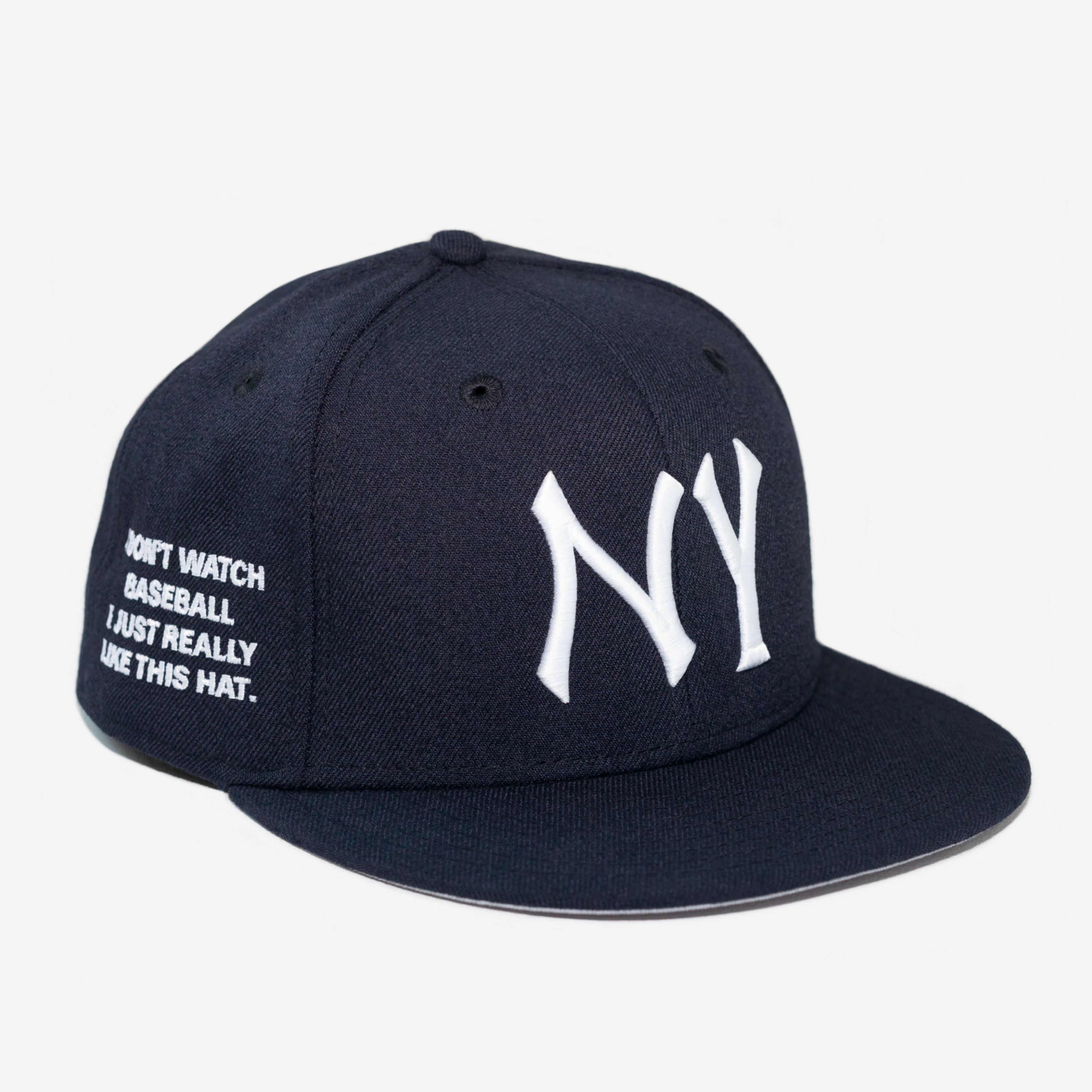 NY "I DON'T WATCH BASEBALL" FITTED HAT (BLUE)
