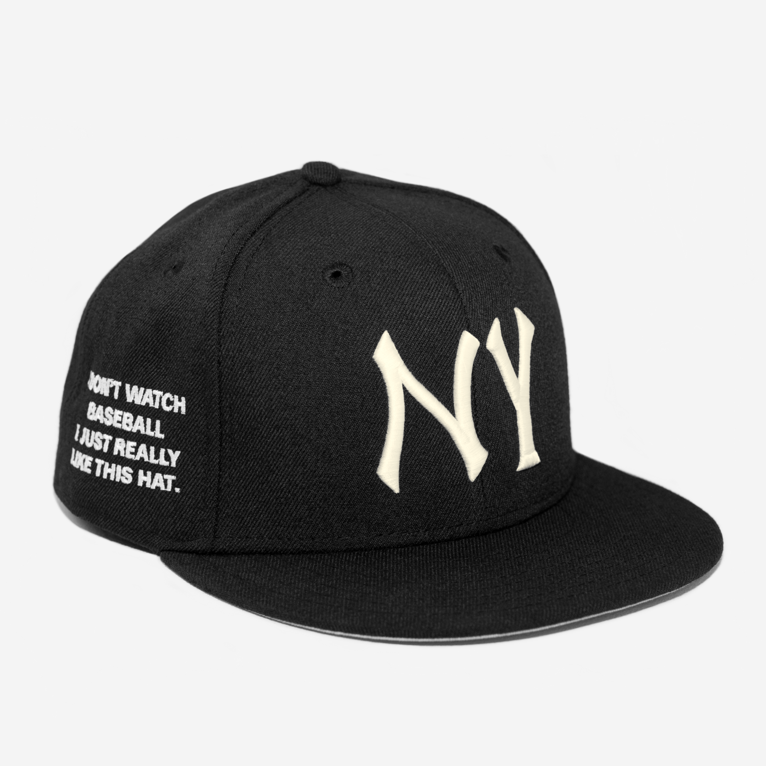 NY "I DON'T WATCH BASEBALL" FITTED HAT (BLK/CRM)