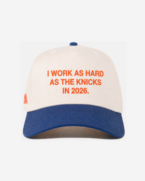 NYK "WoRK HARD" CURVED BRIM HAT (CREAM/BLUE)