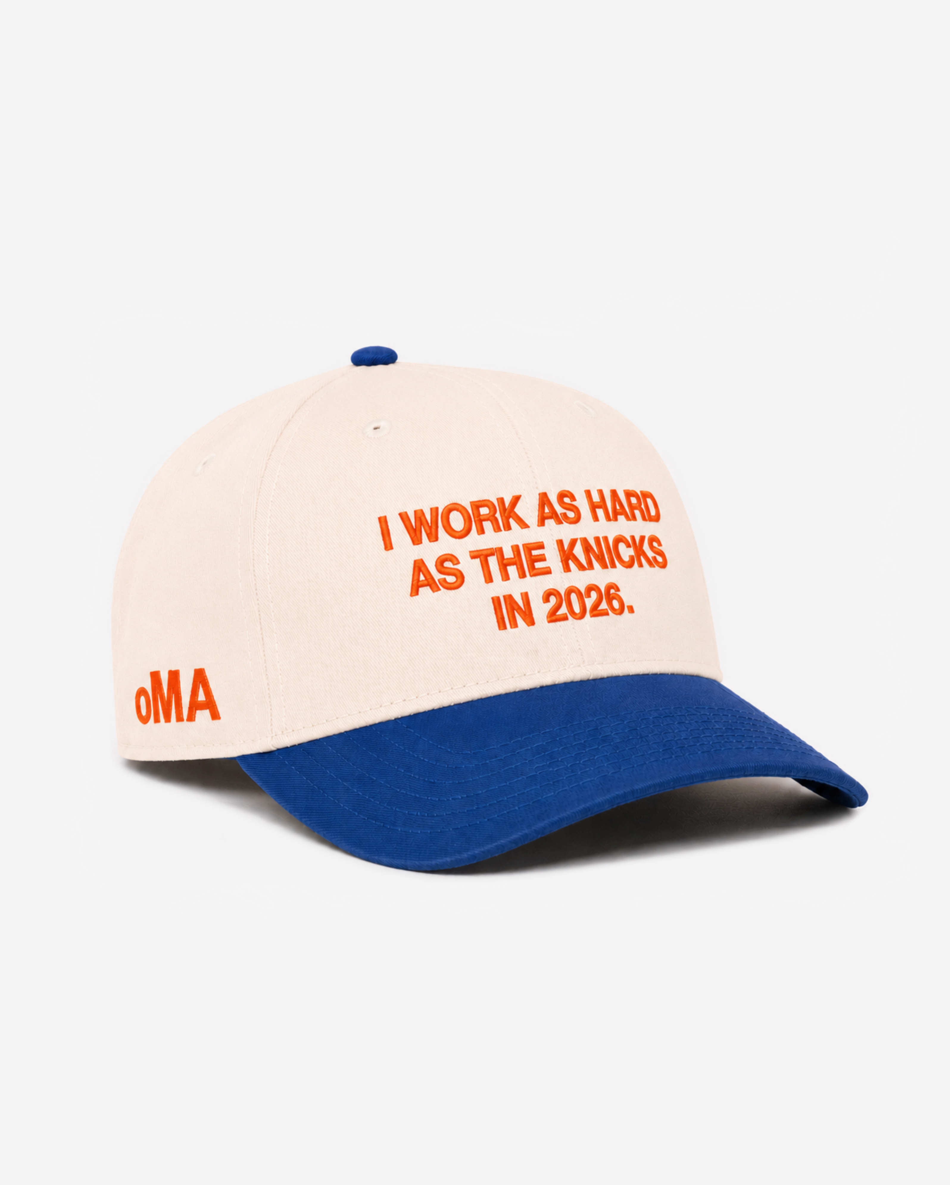 NYK "WoRK HARD" CURVED BRIM HAT (CREAM/BLUE)