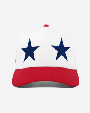 USA STAR CRoWN CURVED BRIM HAT (WHITE/RED)