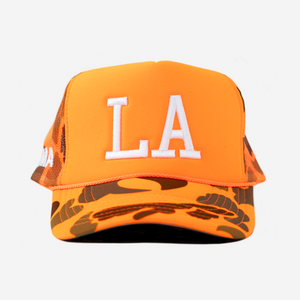 LA TRUCKER HAT (ORANGE CAMO)