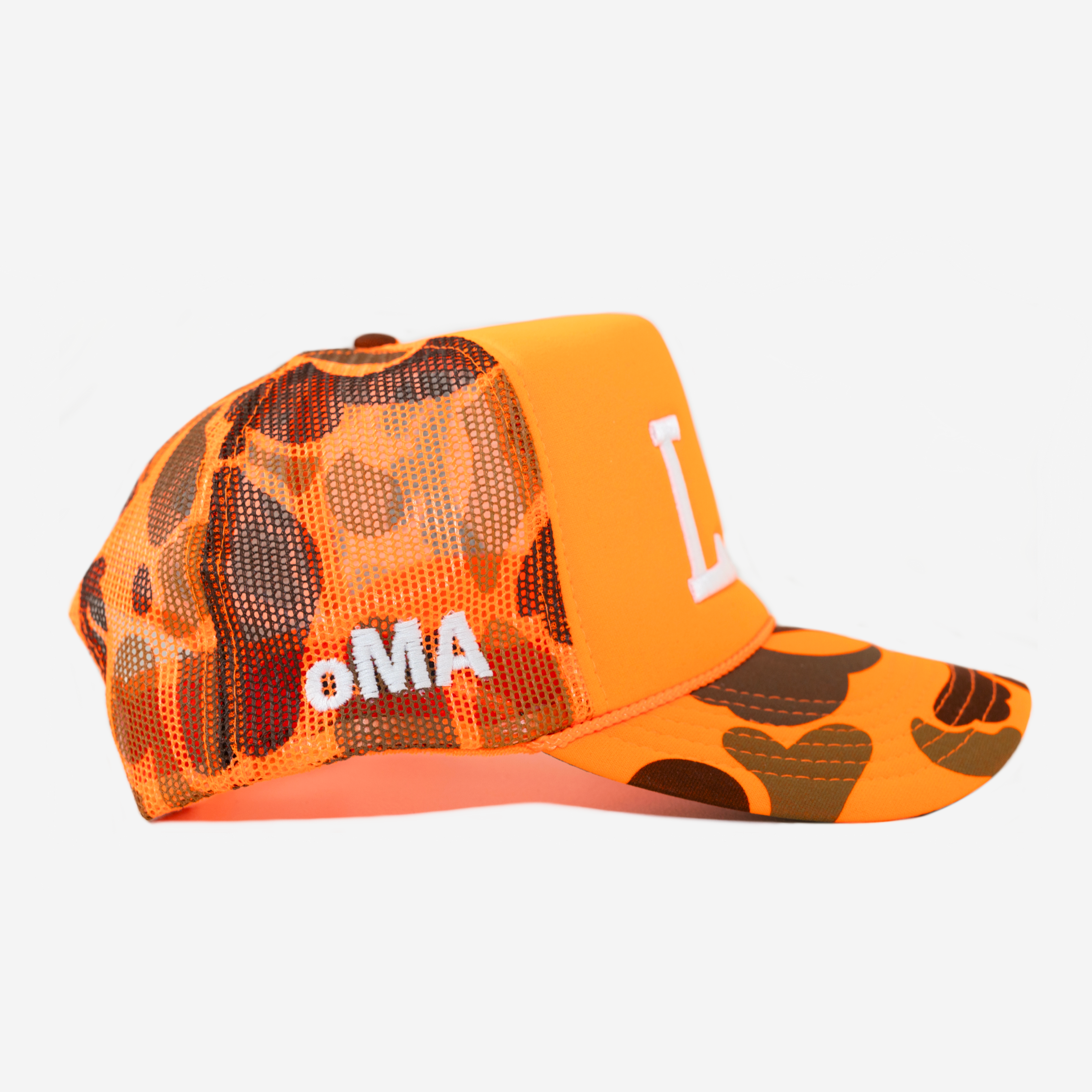 LA TRUCKER HAT (ORANGE CAMO)