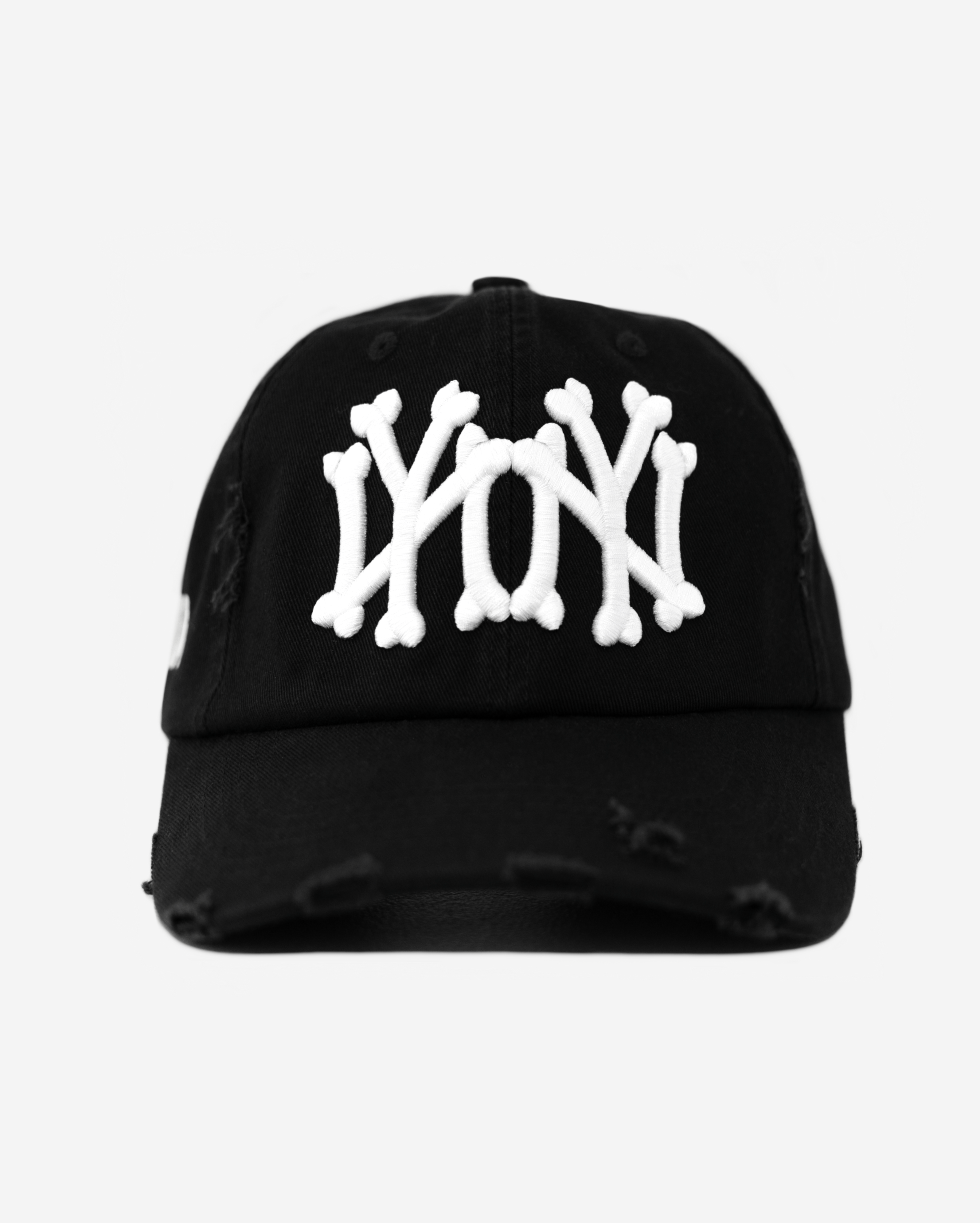 NY NY BoNES DISTRESSED HAT (BLACK/WHITE)
