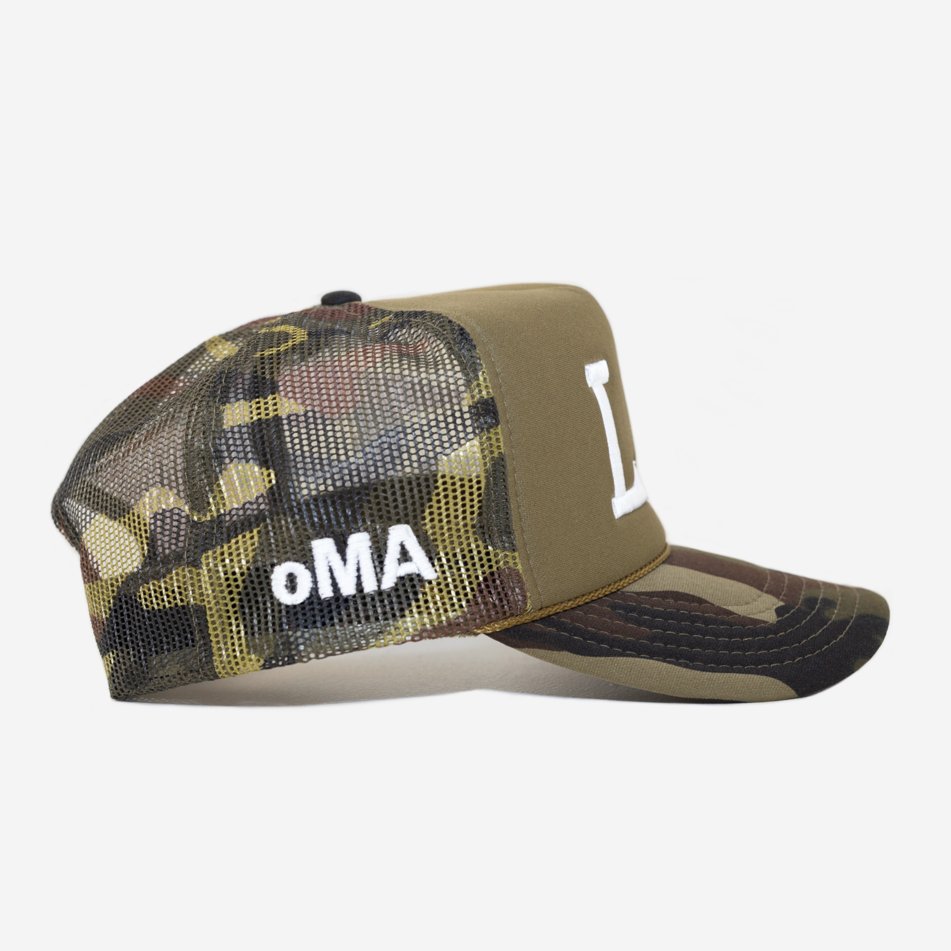 LA TRUCKER HAT (GREEN CAMO)