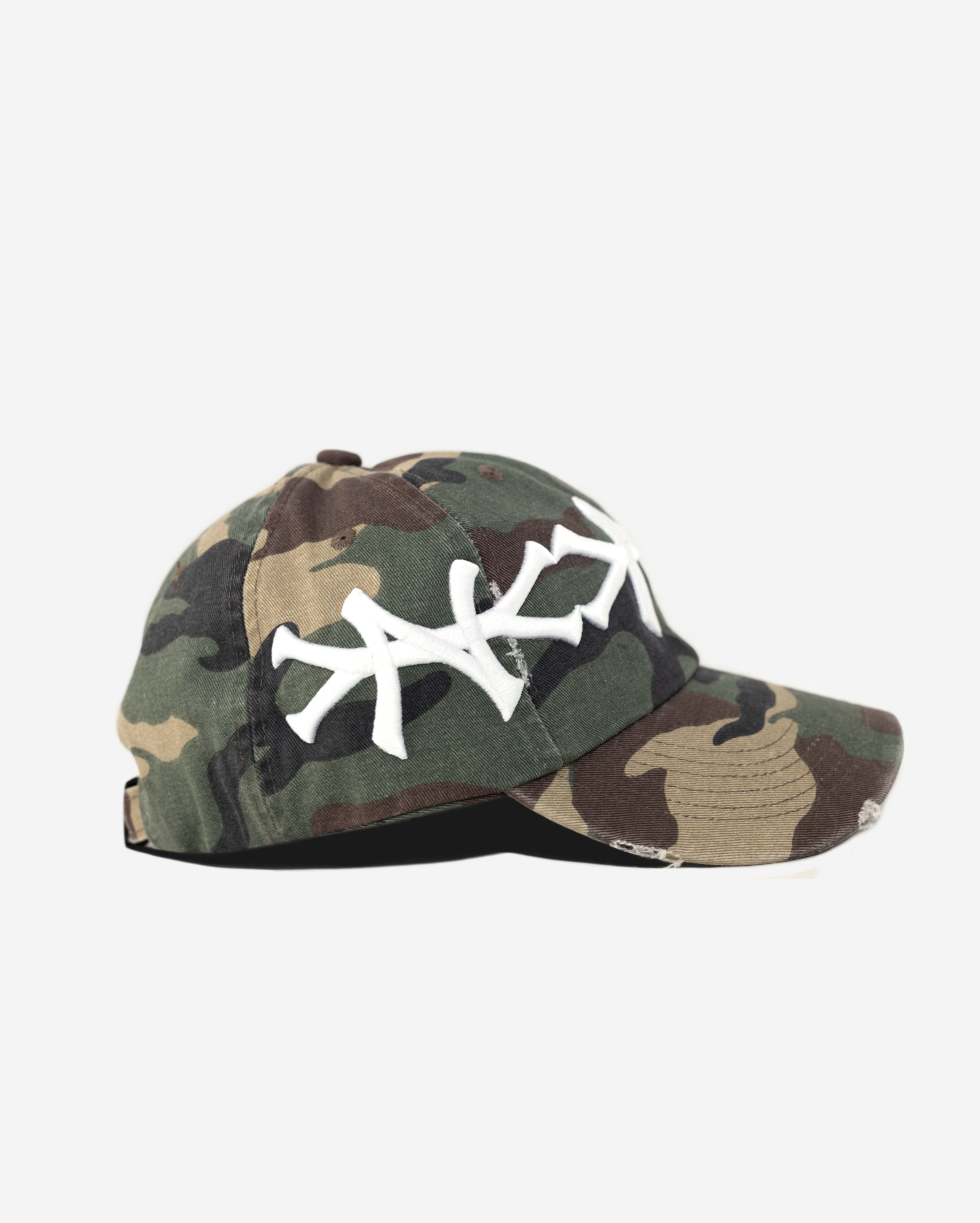 NEW YoRK CRoWN DISTRESSED HAT (ARMY CAMo)
