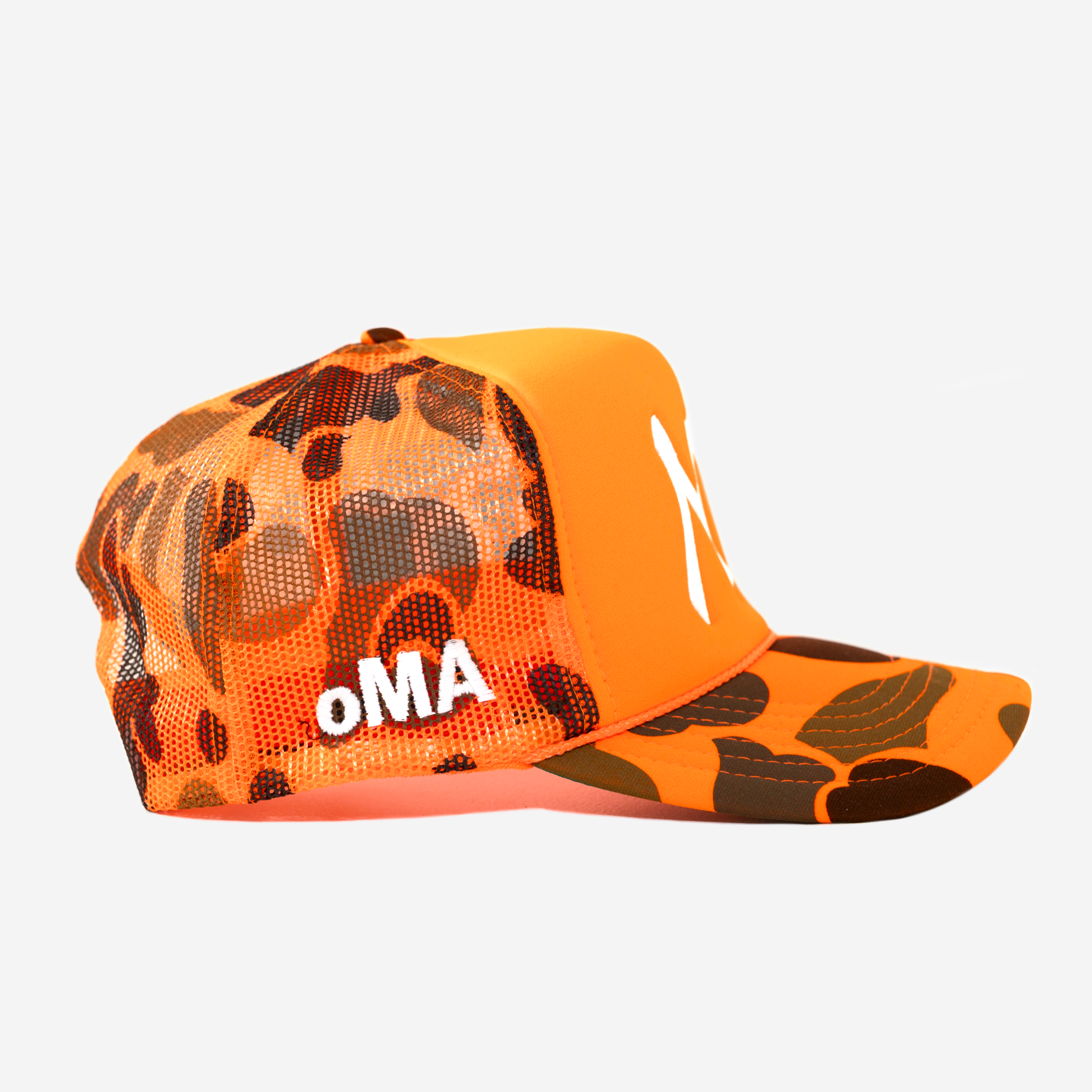 NY TRUCKER HAT (ORANGE CAMO)