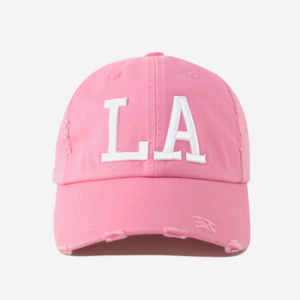 LA VALENTINE DISTRESSED HAT (PINK)