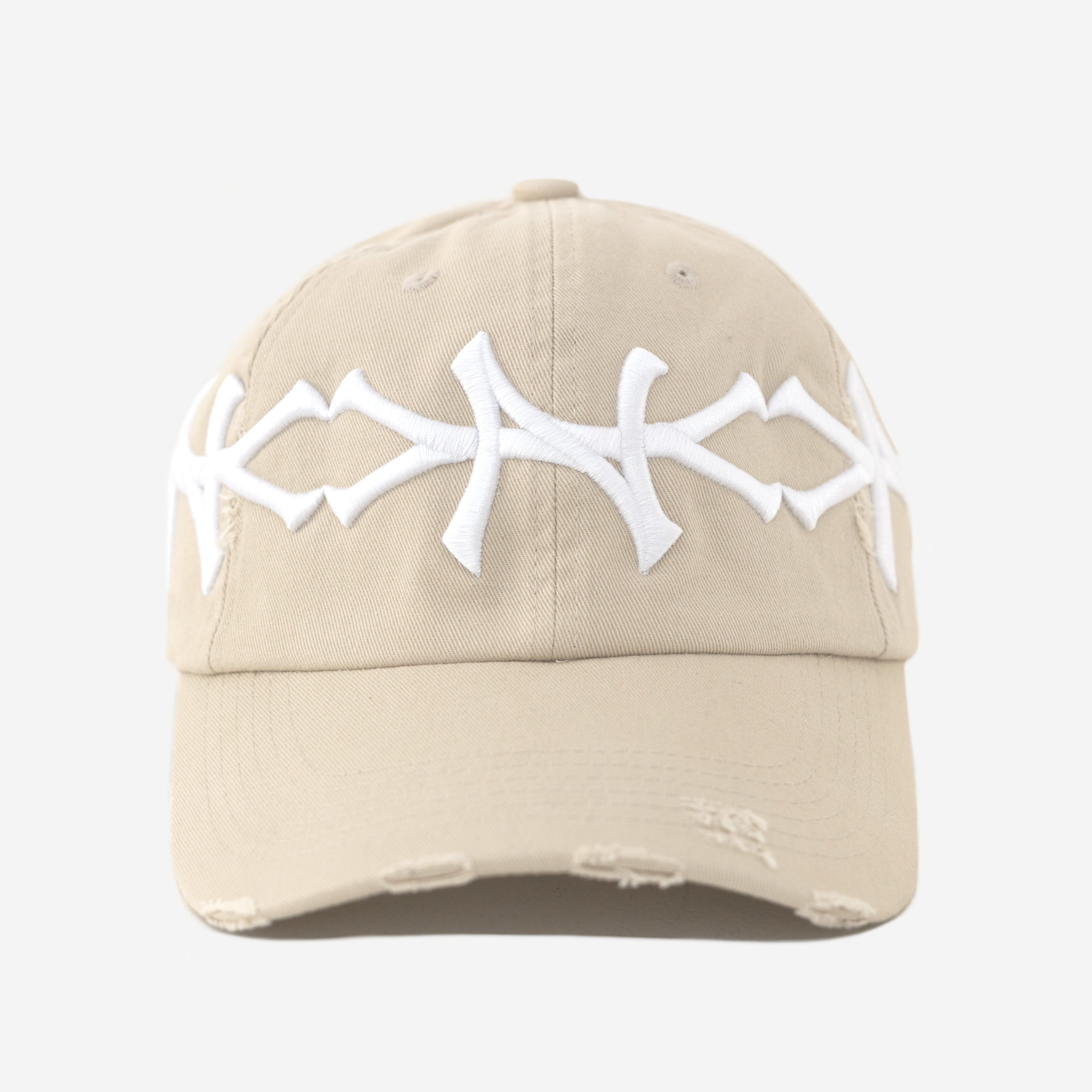 NY VALENTINE CROWN DISTRESSED HAT (CREAM)
