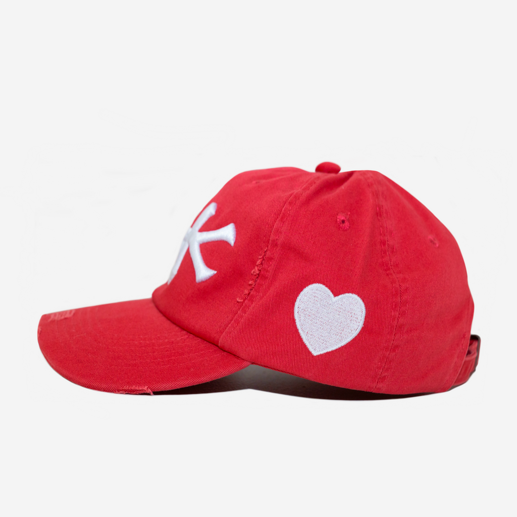 LA VALENTINE DISTRESSED HAT (RED)