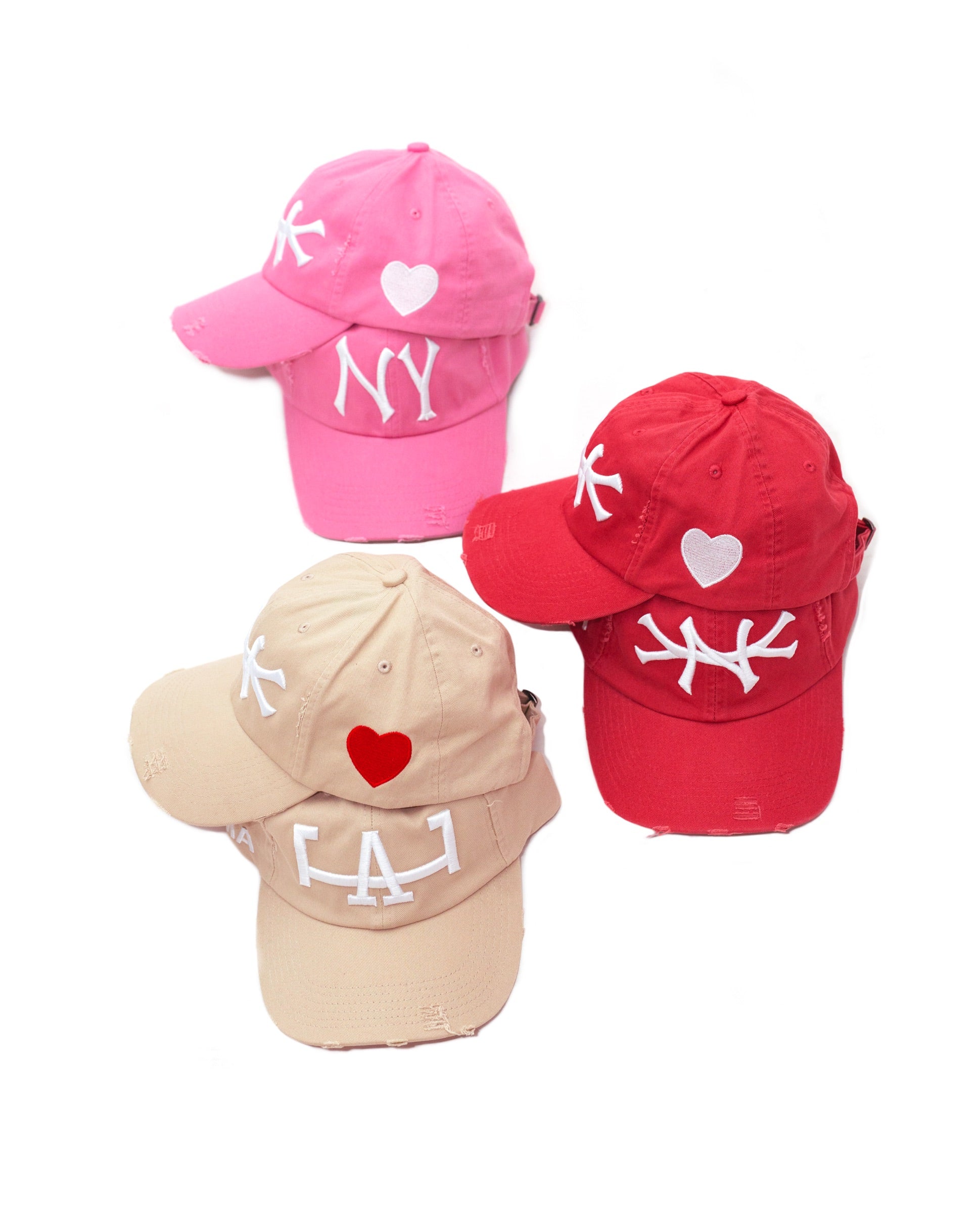 LA VALENTINE DISTRESSED HAT (PINK)