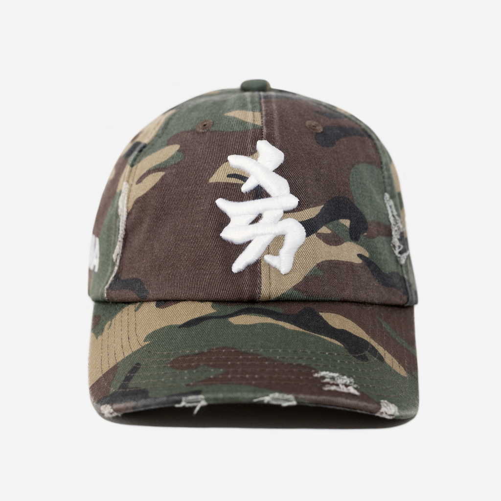 NEW YoRK KANJI JAPAN DISTRESSED HAT (ARMY CAMo)