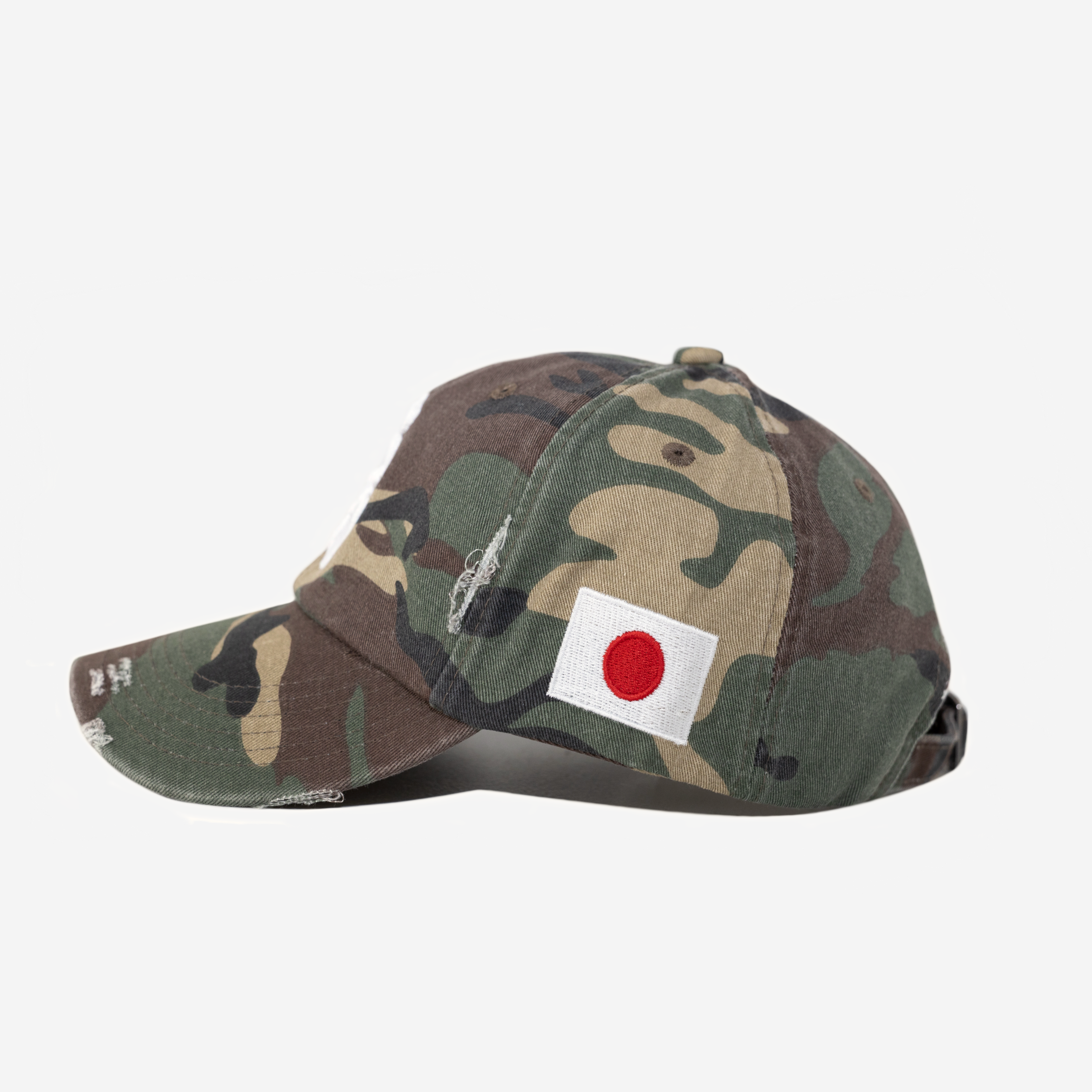 NEW YoRK KANJI JAPAN DISTRESSED HAT (ARMY CAMo)