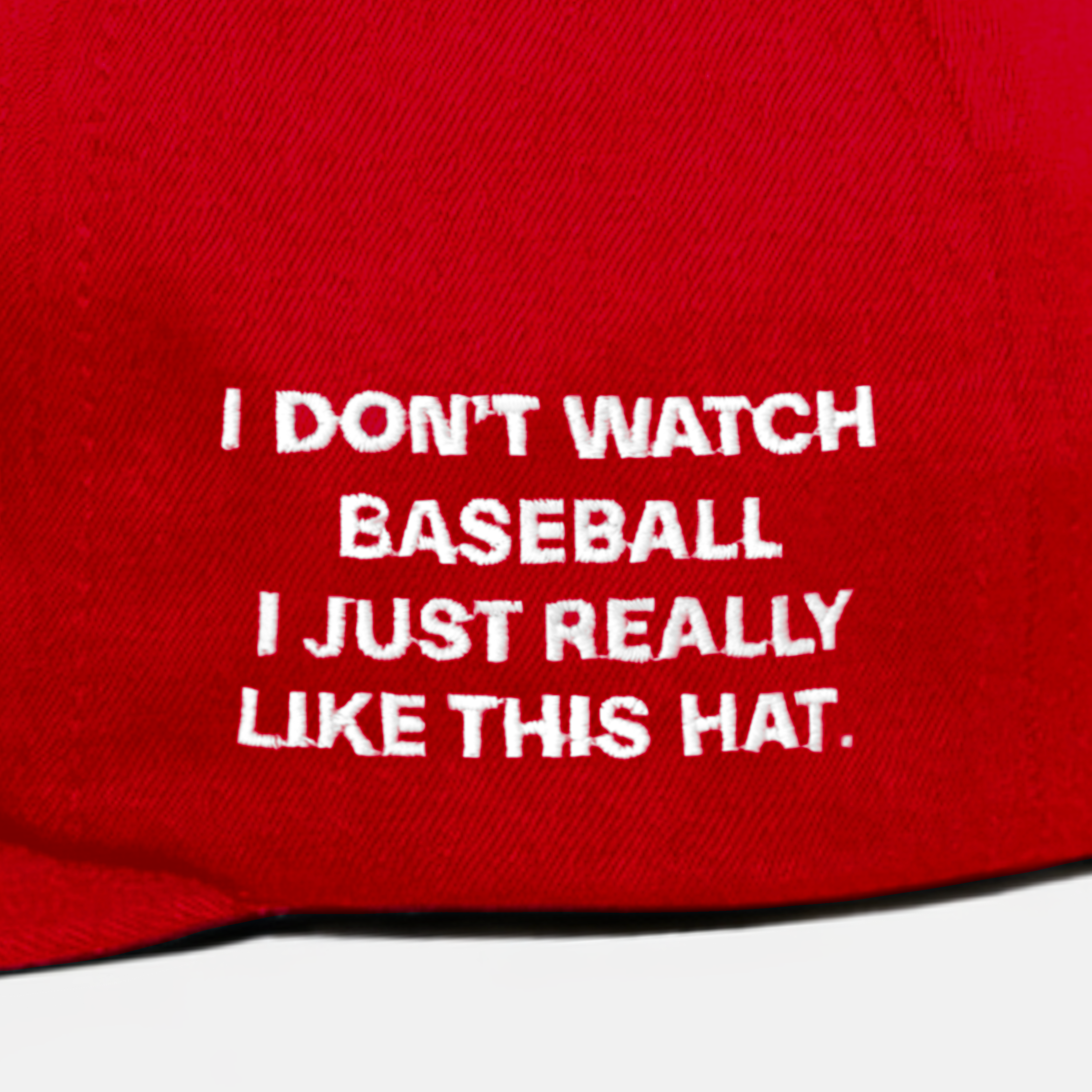 "I DoN'T WATCH BASEBALL I JUST REALLY LIKE THIS HAT." EMBRoIDERY ADD oN
