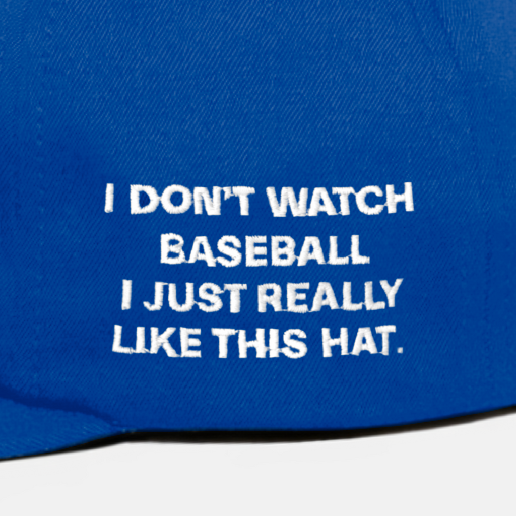 "I DoN'T WATCH BASEBALL I JUST REALLY LIKE THIS HAT." EMBRoIDERY ADD oN
