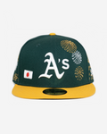 oAKLAND A'S SASHIKo FITTED HAT (GREEN/GoLD)