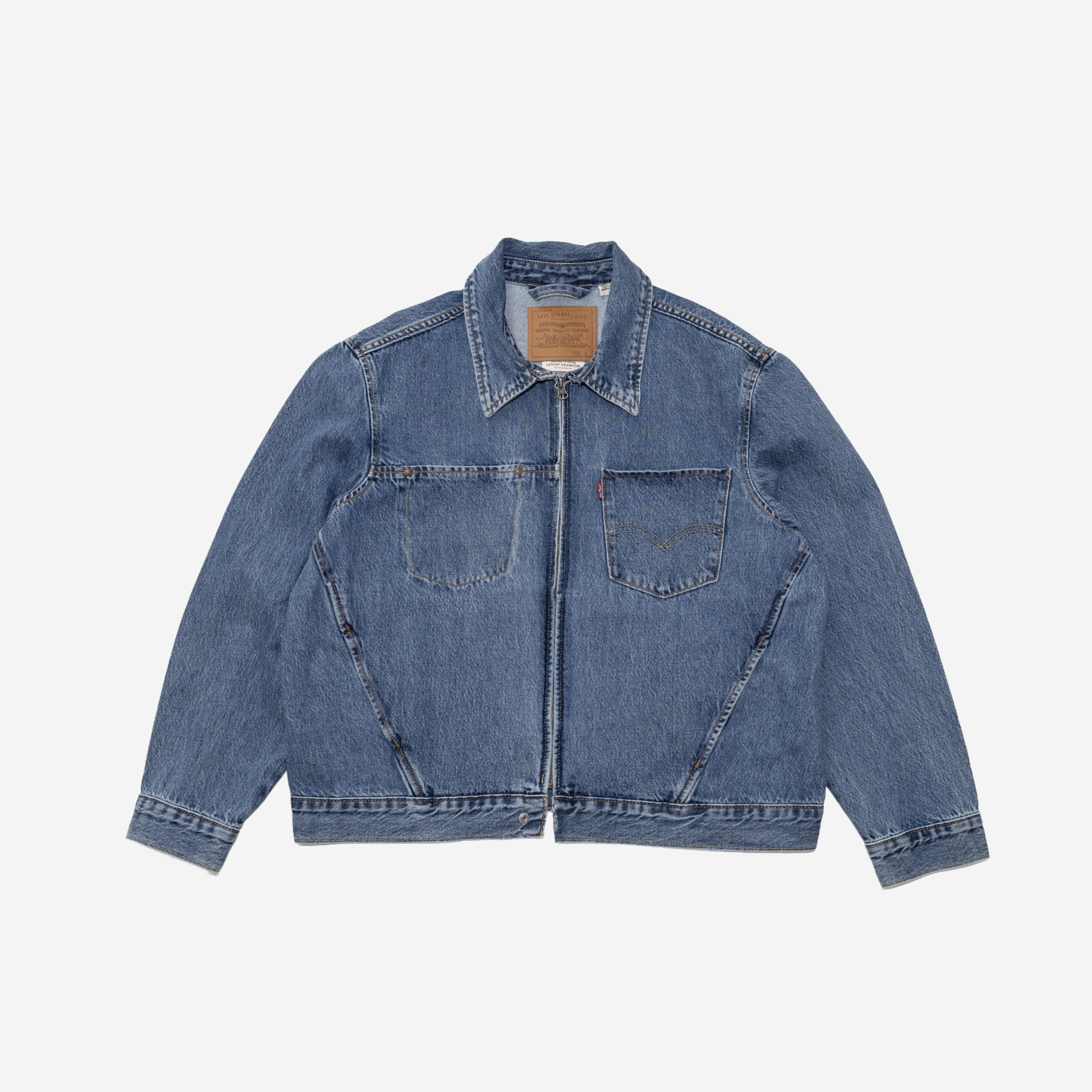 LEVIS VINTAGE ZIP FRONT DENIM TRUCKER JACKET