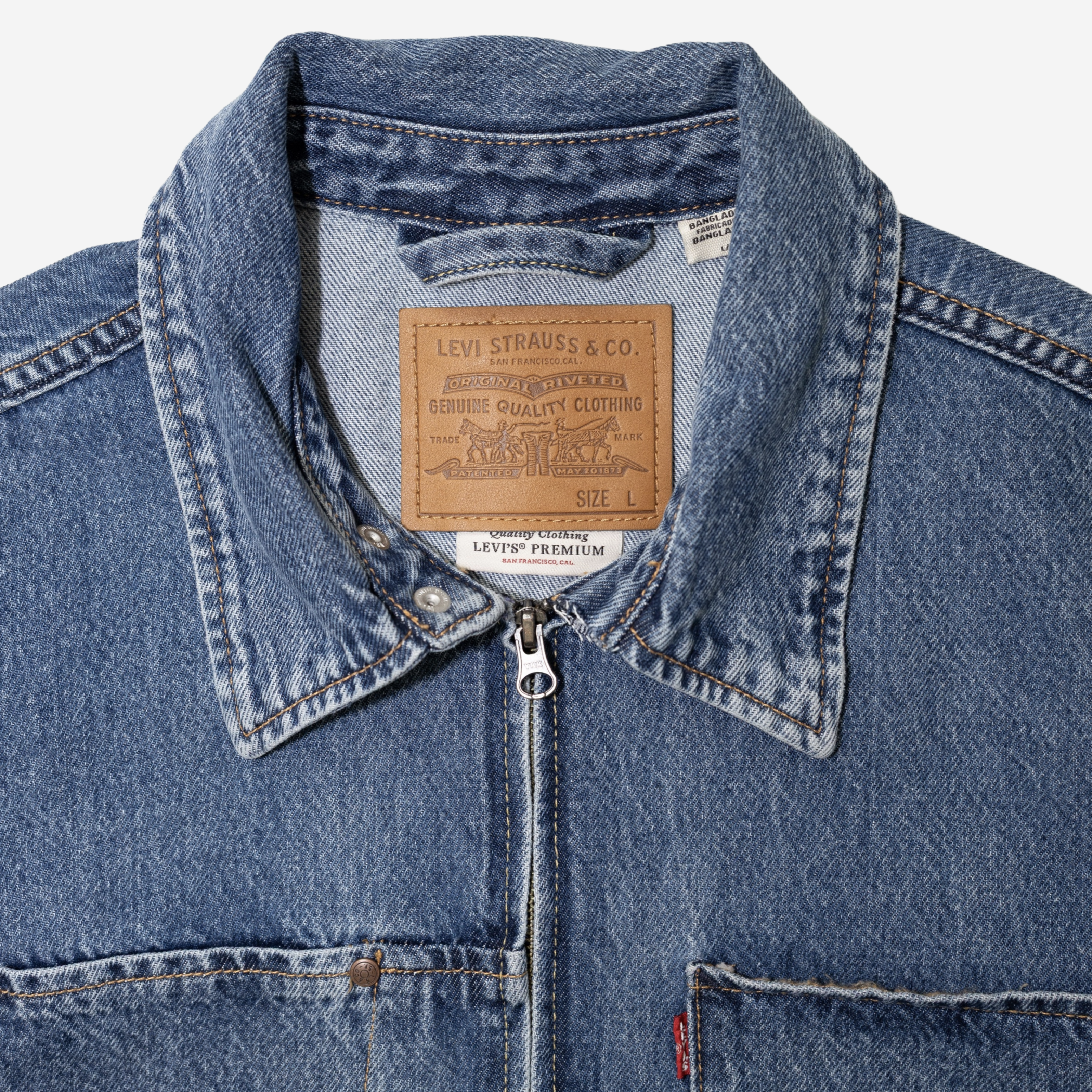 LEVIS VINTAGE ZIP FRONT DENIM TRUCKER JACKET