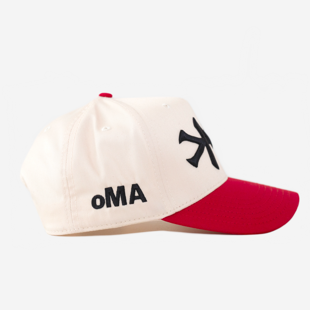 NY HAT CURVED BRIM (CREAM/RED)