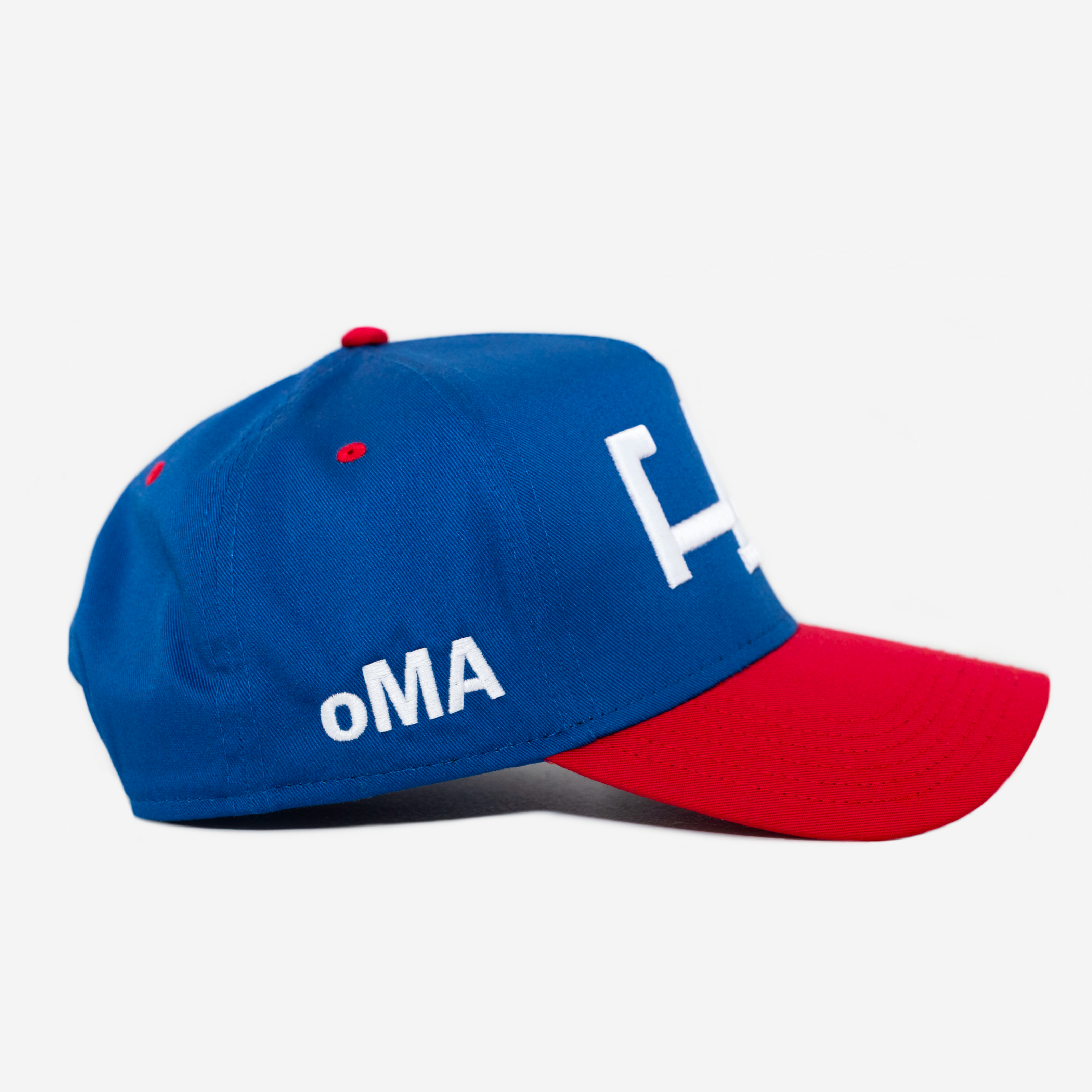LA HAT CURVED BRIM (BLUE/RED)