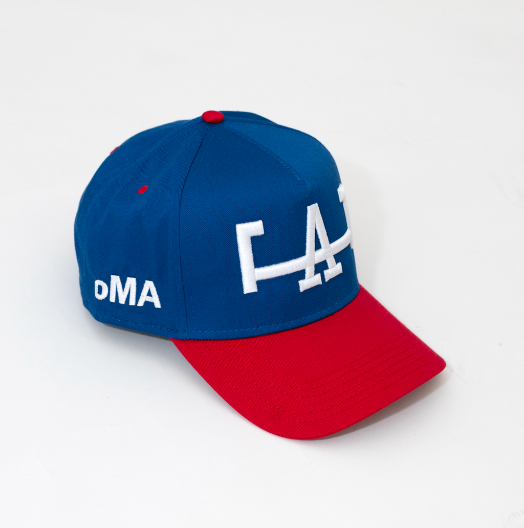 LA HAT CURVED BRIM (BLUE/RED)