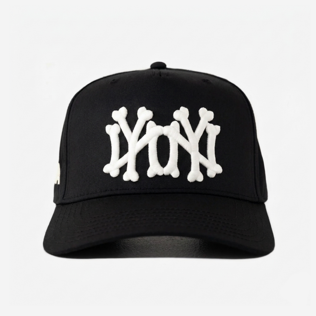 NY NY BoNES HAT CURVED BRIM (BLACK)