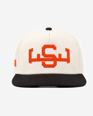 SAN FRANCISCo CHAIN STITCH HAT (IVoRY/oRANGE)