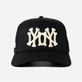 NY NY BoNES HAT CURVED BRIM (BLK/CREAM)