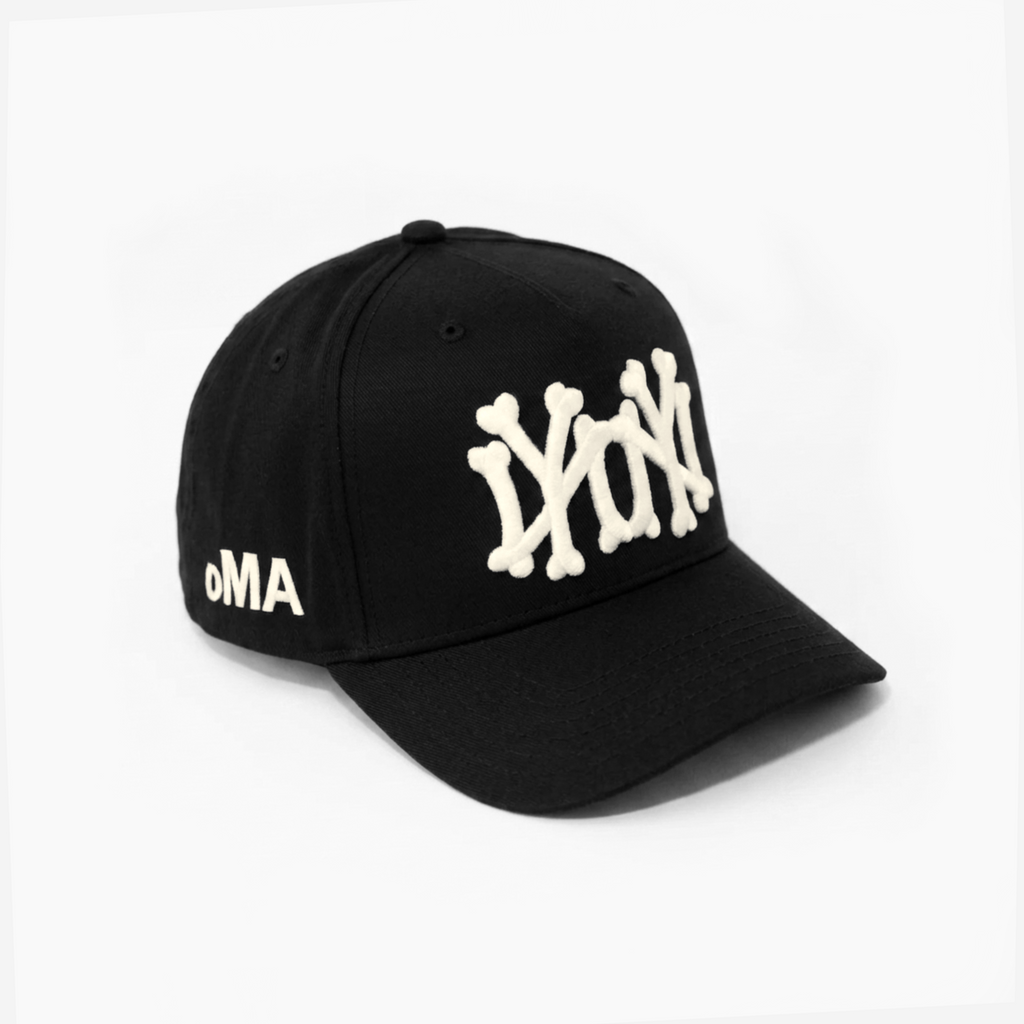 NY NY BoNES HAT CURVED BRIM (BLK/CREAM)