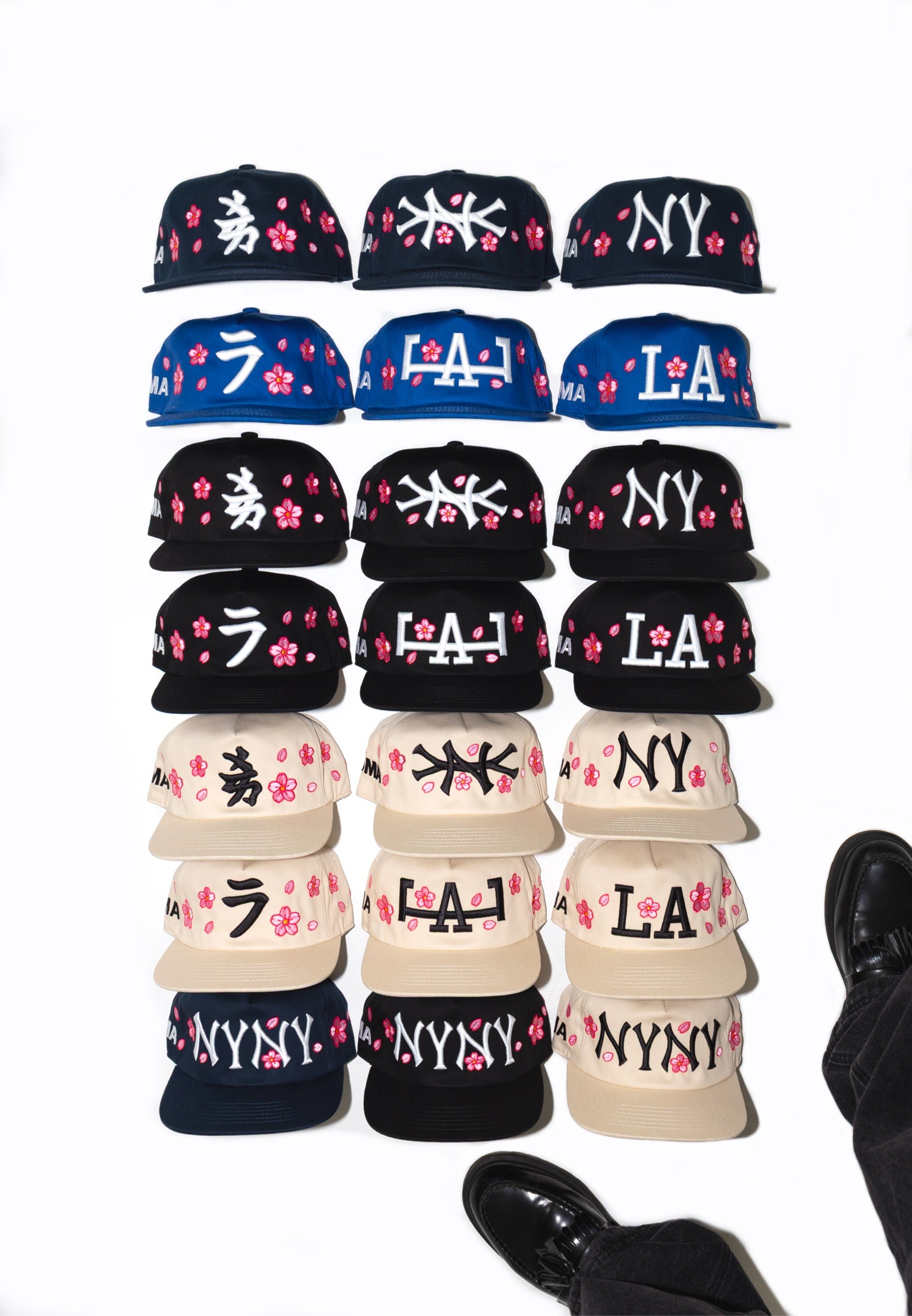 NY NY CHERRY BLOSSOM HAT (NAVY)