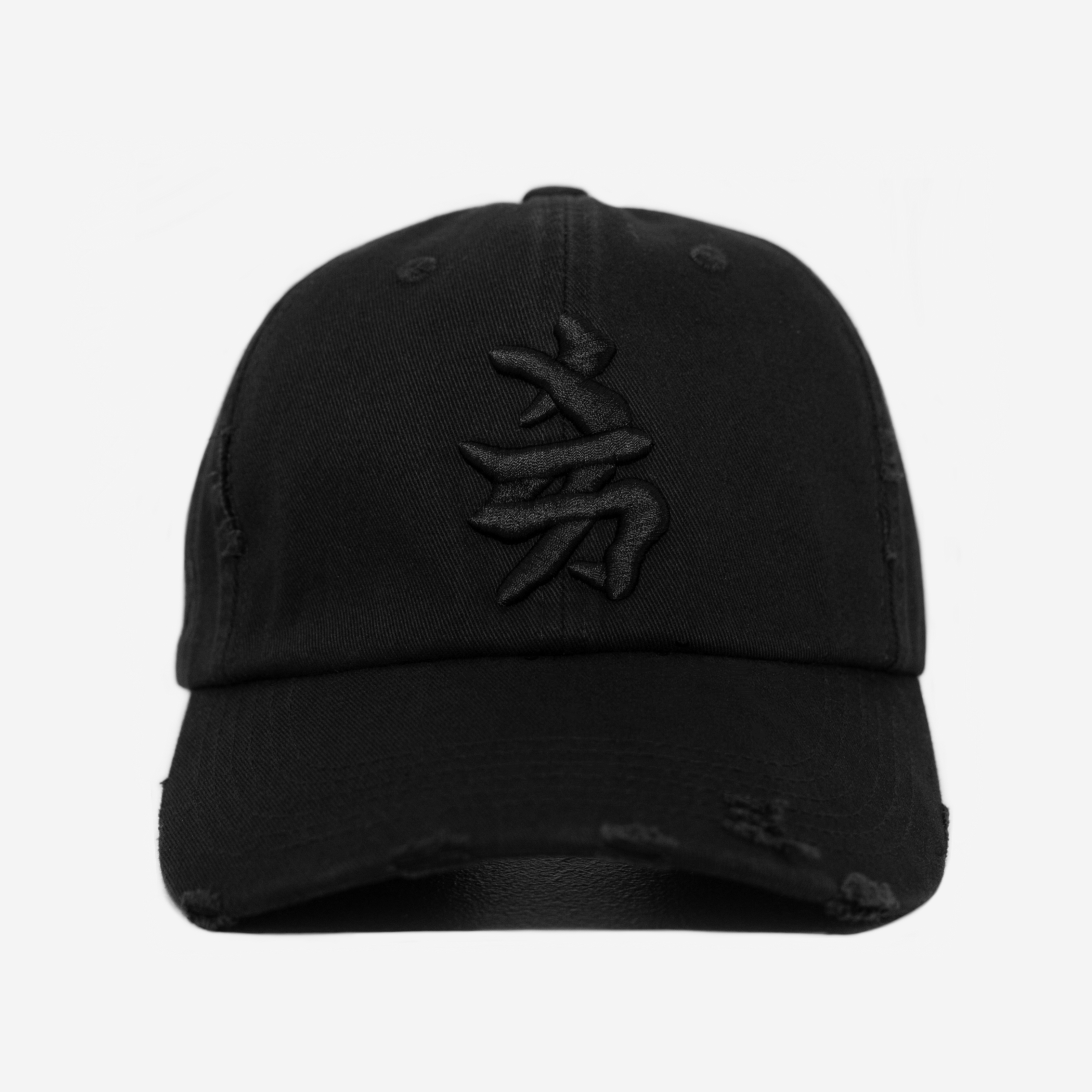 NY KANJI DISTRESSED HAT (TRIPLE BLACK)
