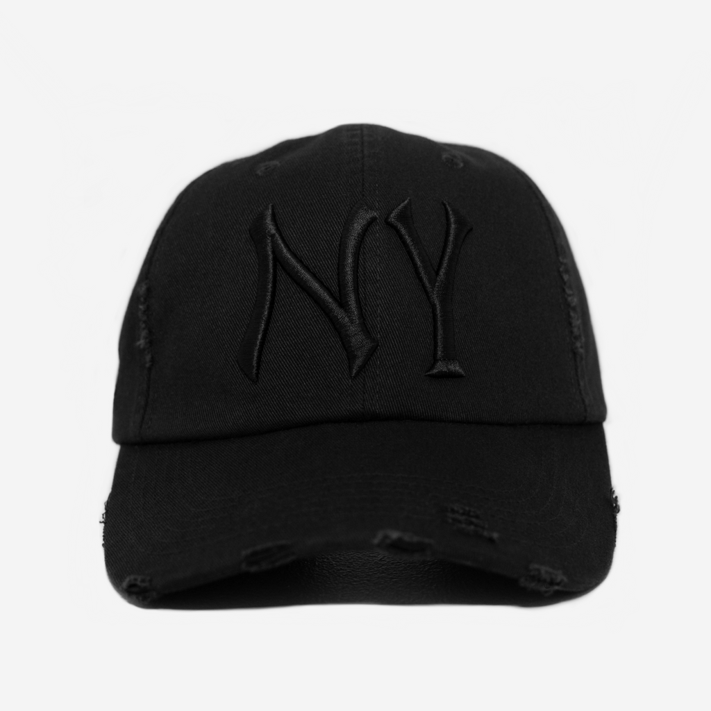 NY DISTRESSED HAT (TRIPLE BLACK)