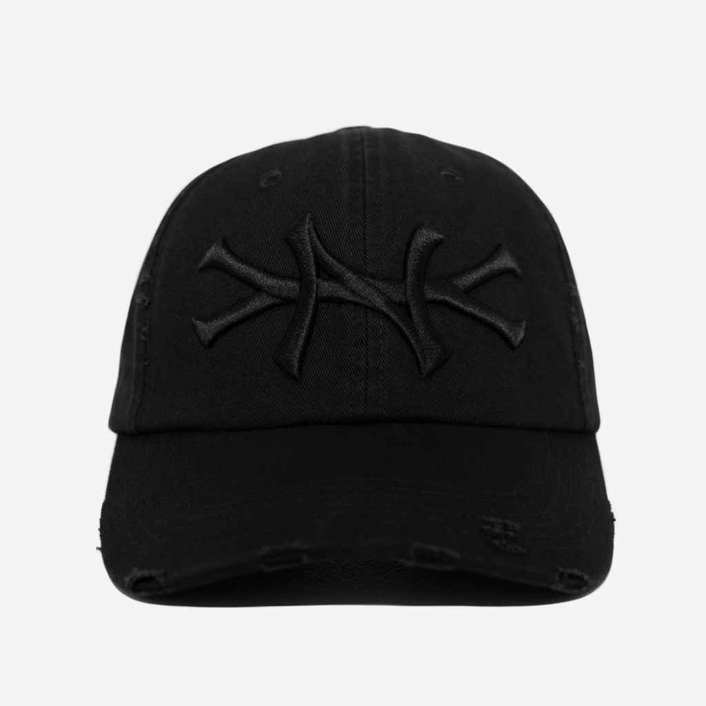 NY DISTRESSED HAT (TRIPLE BLACK)