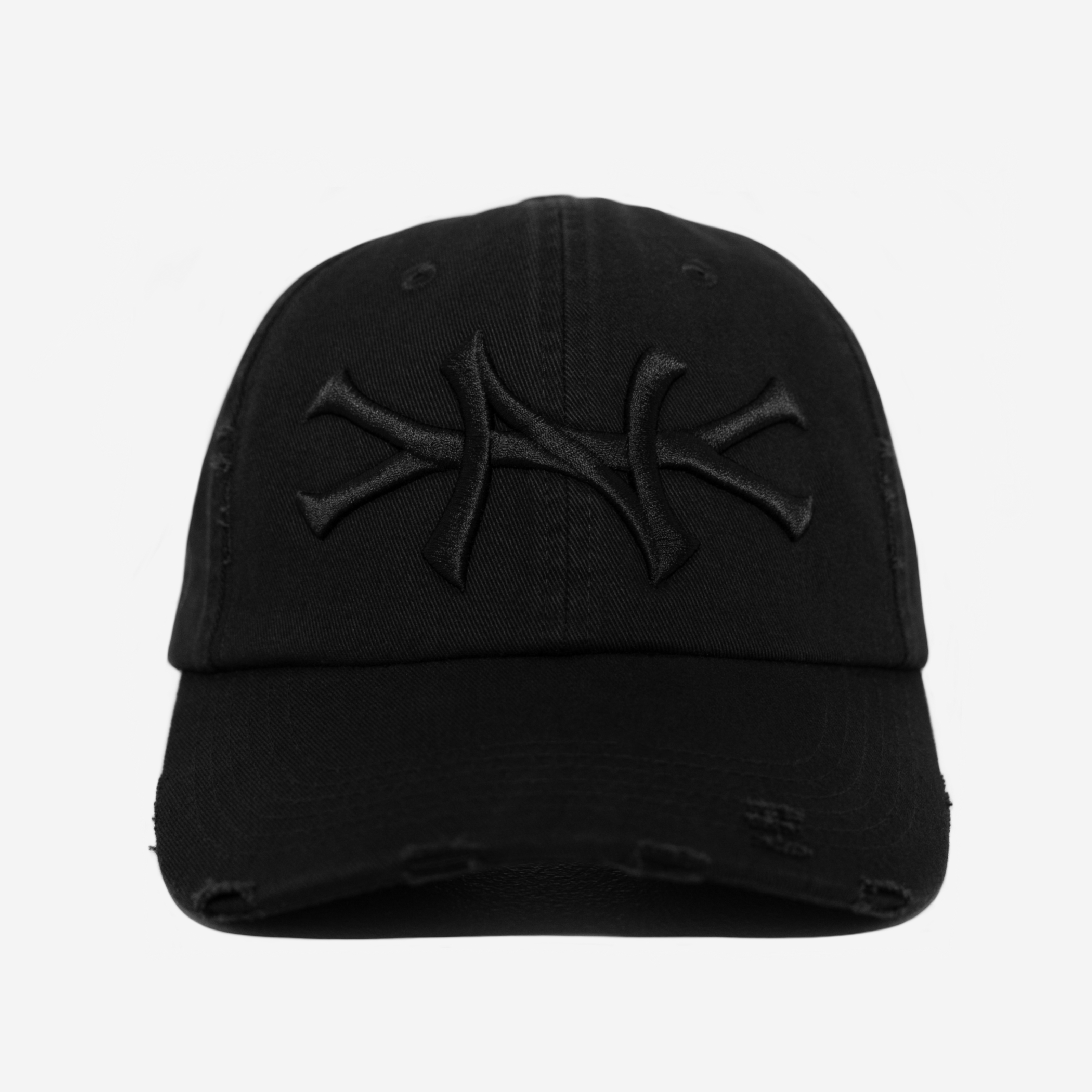 NY DISTRESSED HAT (TRIPLE BLACK)