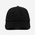 LA DISTRESSED HAT (TRIPLE BLACK)