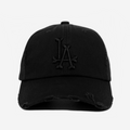 LA BONES DISTRESSED HAT (TRIPLE BLACK)