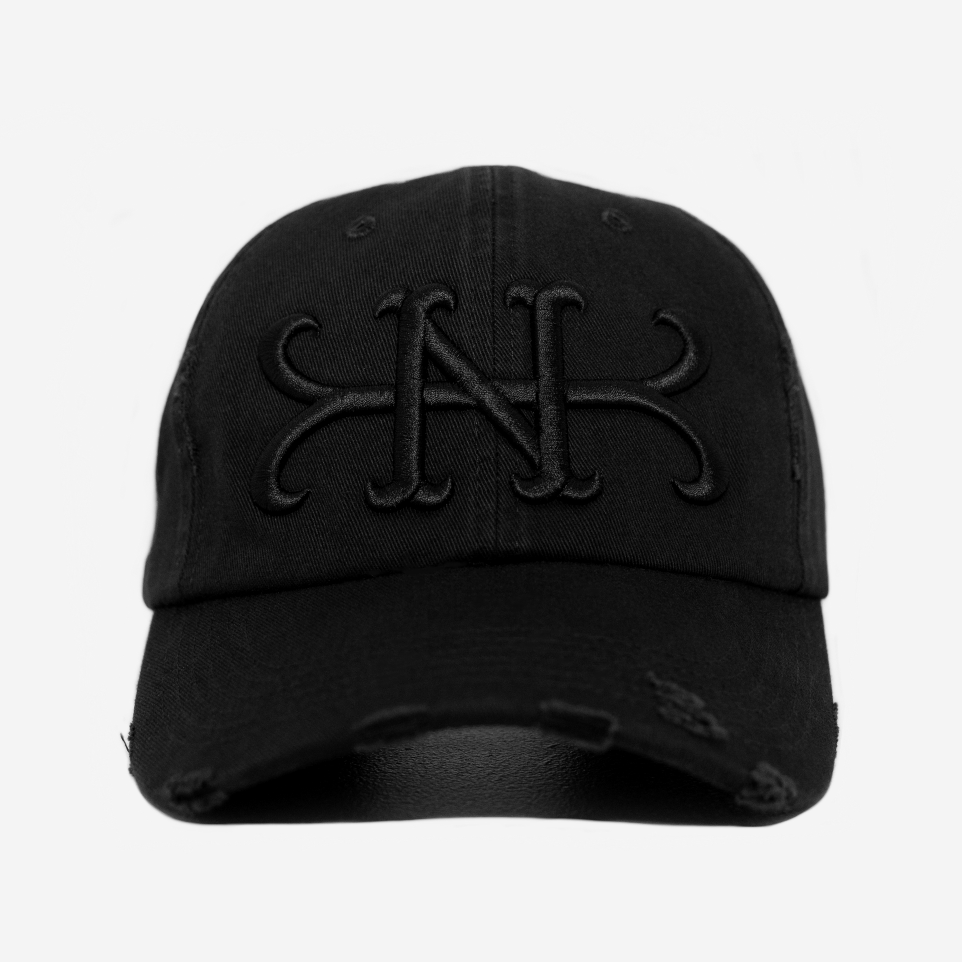 NY QUEENS DISTRESSED HAT (TRIPLE BLACK)