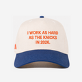 NYK "WoRK HARD" CURVED BRIM HAT (CREAM/BLUE)