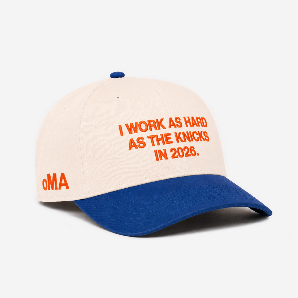NYK "WoRK HARD" CURVED BRIM HAT (CREAM/BLUE)