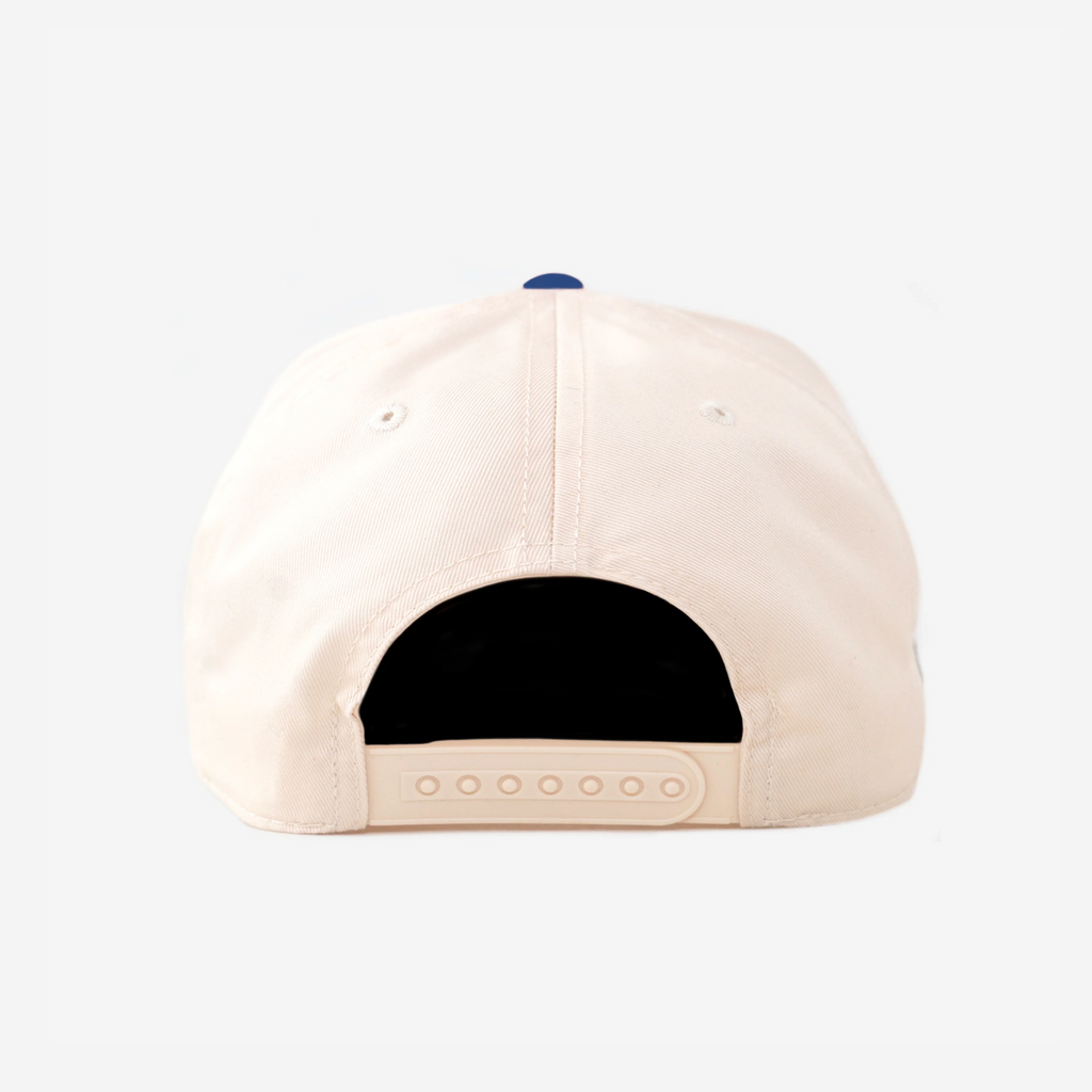 NYK "WoRK HARD" CURVED BRIM HAT (CREAM/BLUE)