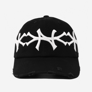 NY CROWN DISTRESSED HAT (BLACK/WHITE)
