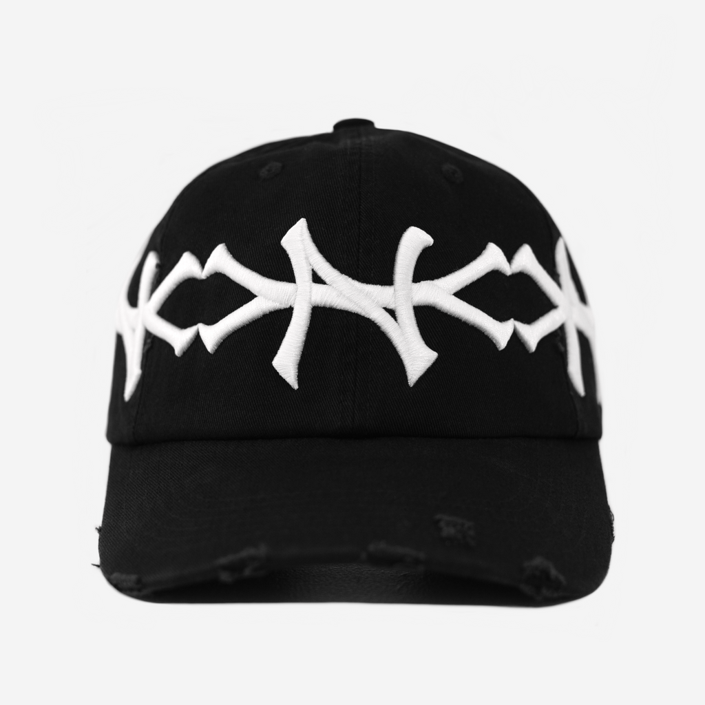 NY CROWN DISTRESSED HAT (BLACK/WHITE)