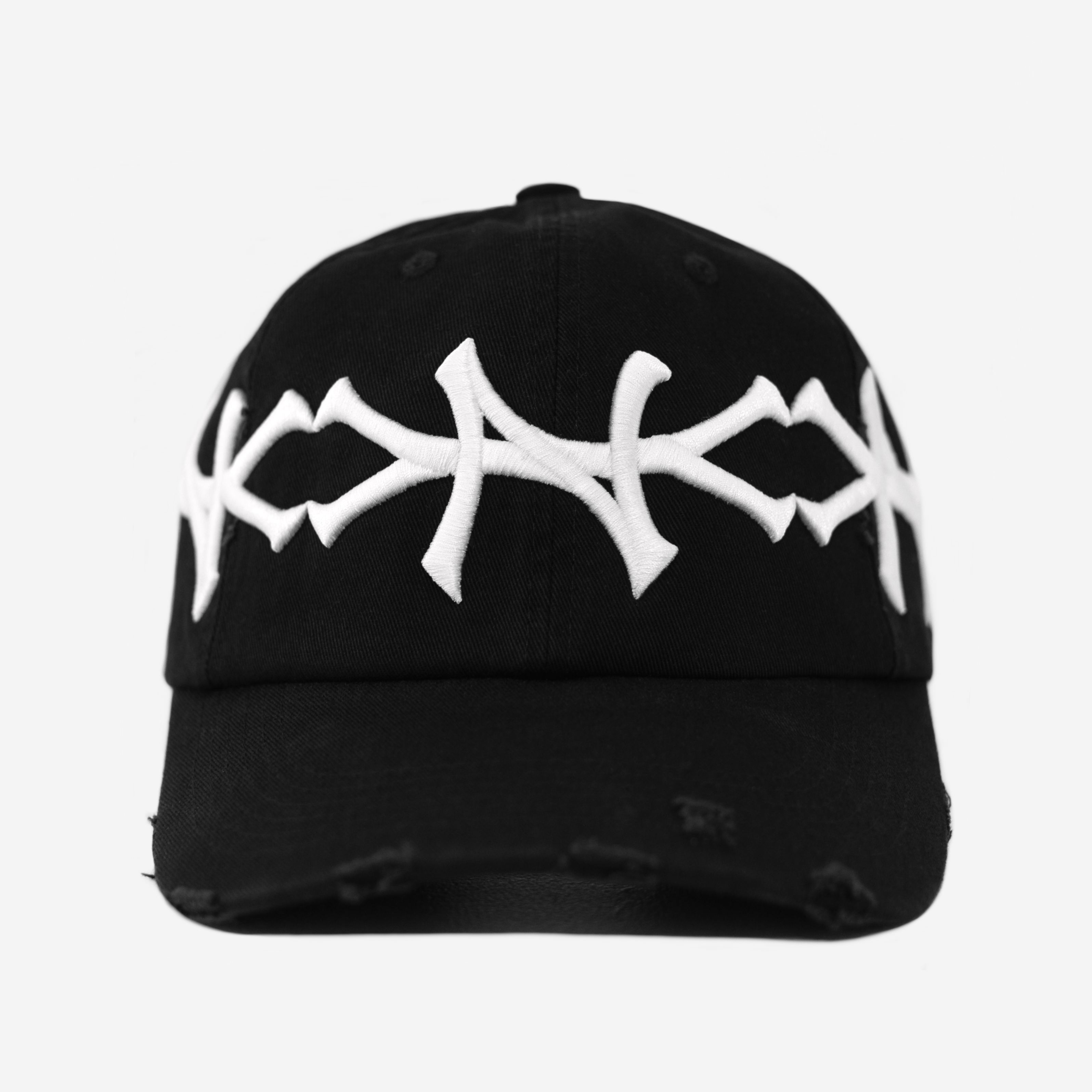 NY CROWN DISTRESSED HAT (BLACK/WHITE)