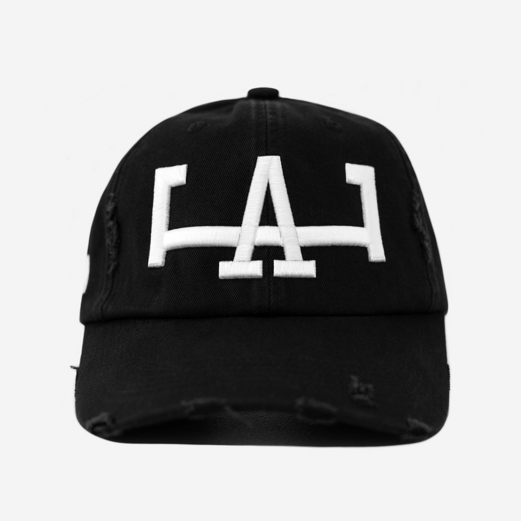 LA DISTRESSED HAT (BLACK/WHITE)