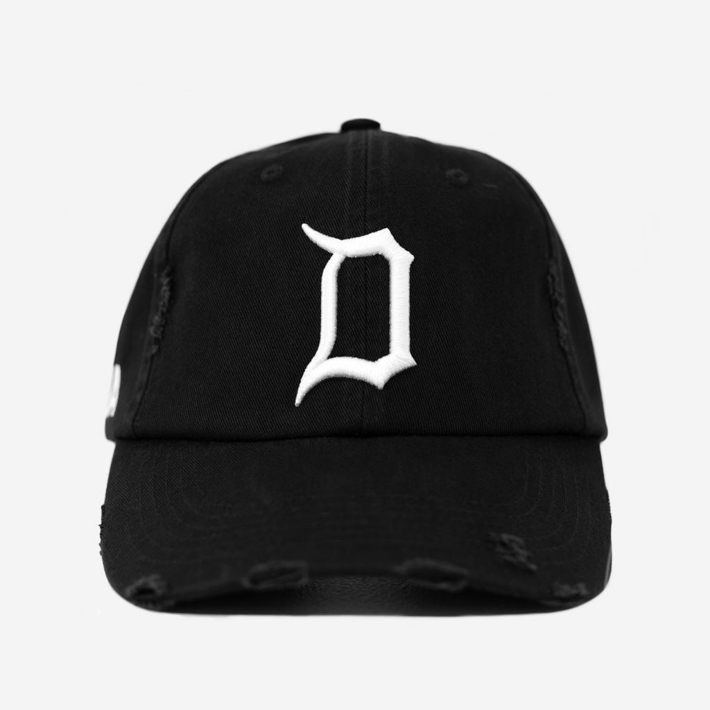 DETROIT DISTRESSED HAT (BLACK/WHITE)