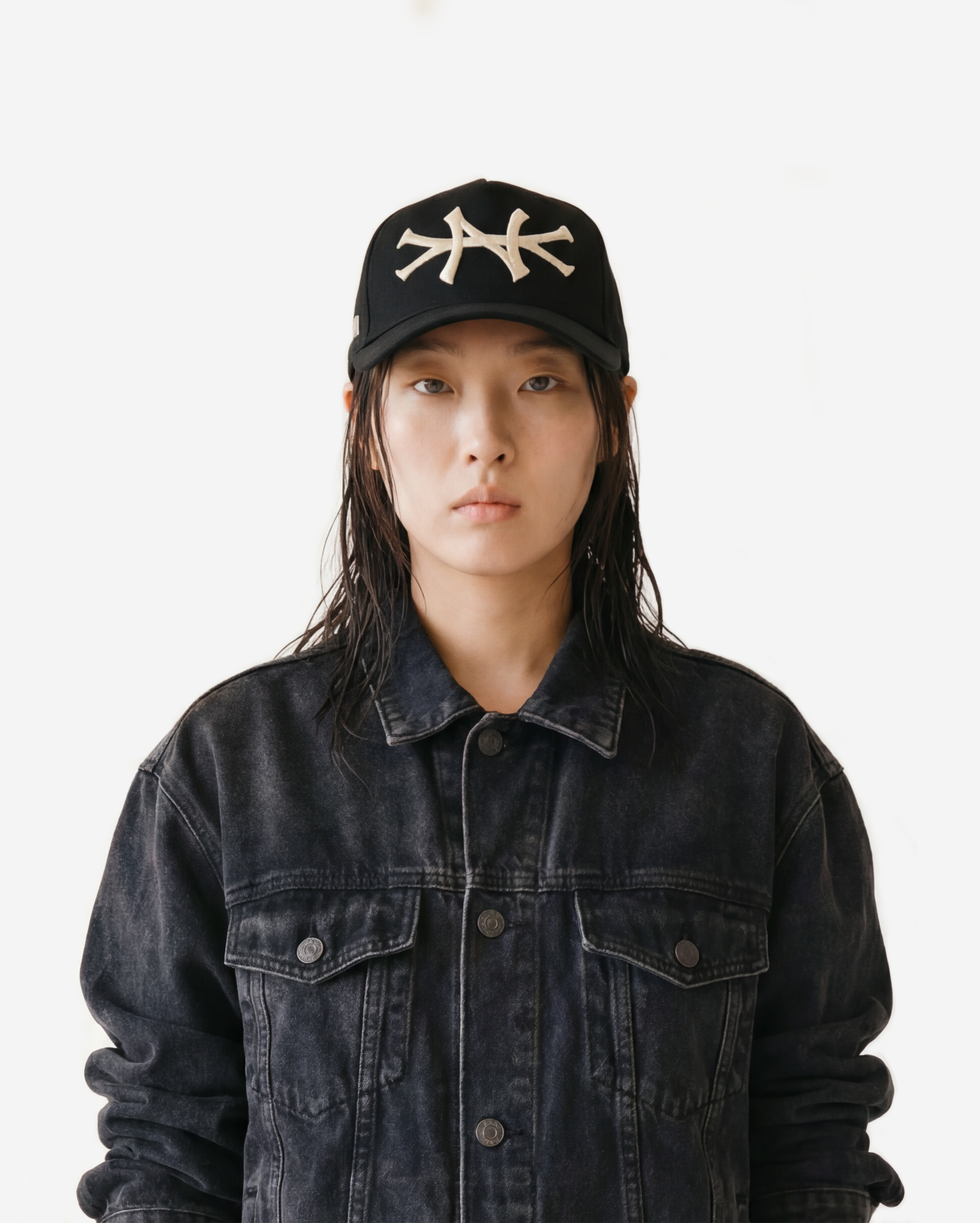 NEW YoRK HAT CURVED BRIM (BLK/CRM)