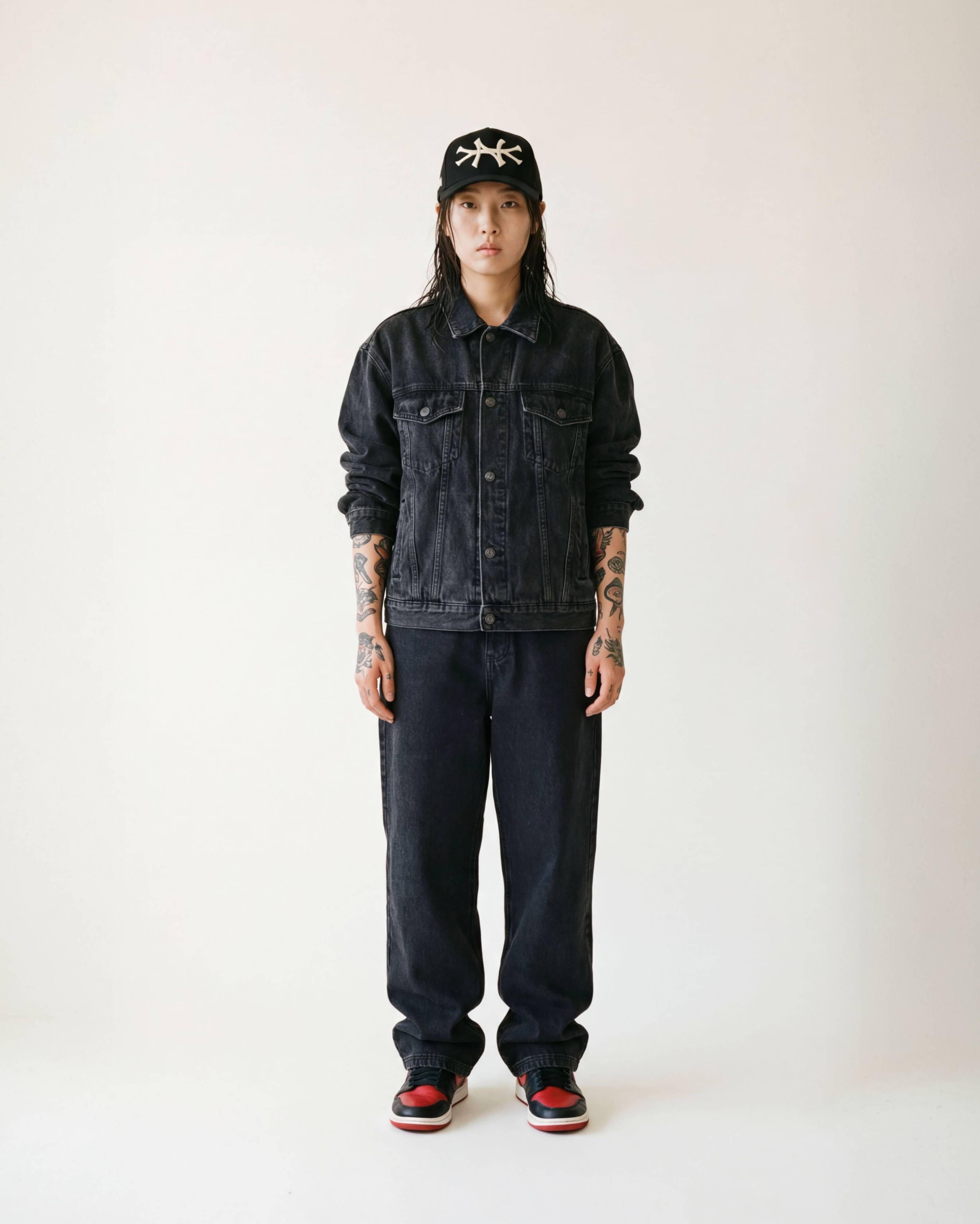 NEW YoRK HAT CURVED BRIM (BLK/CRM)
